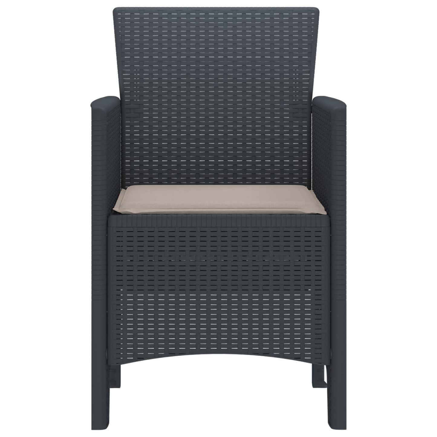 Hage Stol med pute 2 pcs Antrasitt 53 x 49 x 85 cm Polypropen vidaXL