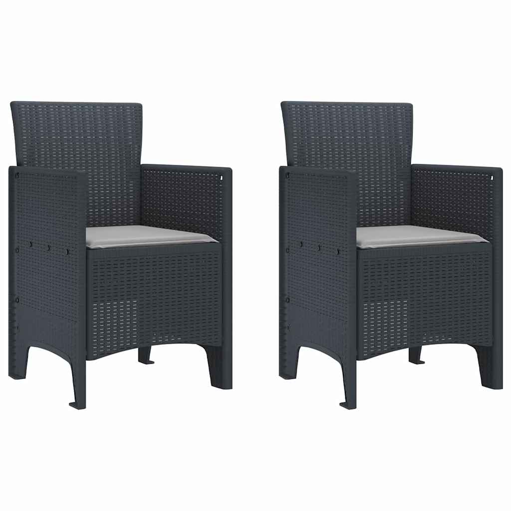 Hage Stol med pute 2 pcs Antrasitt 53 x 49 x 85 cm Polypropen