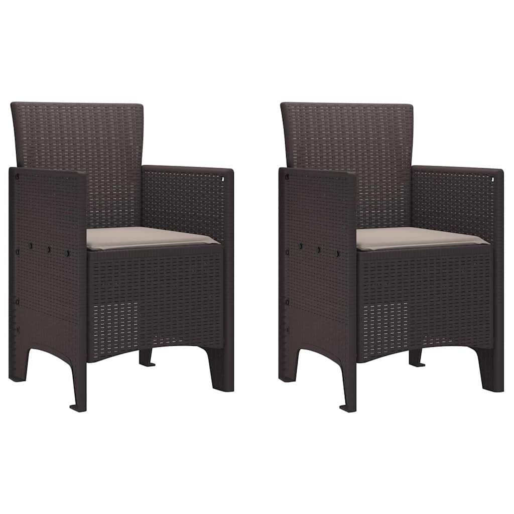 Hage Stol med pute 2 pcs Brun 53 x 49 x 85 cm Polypropen
