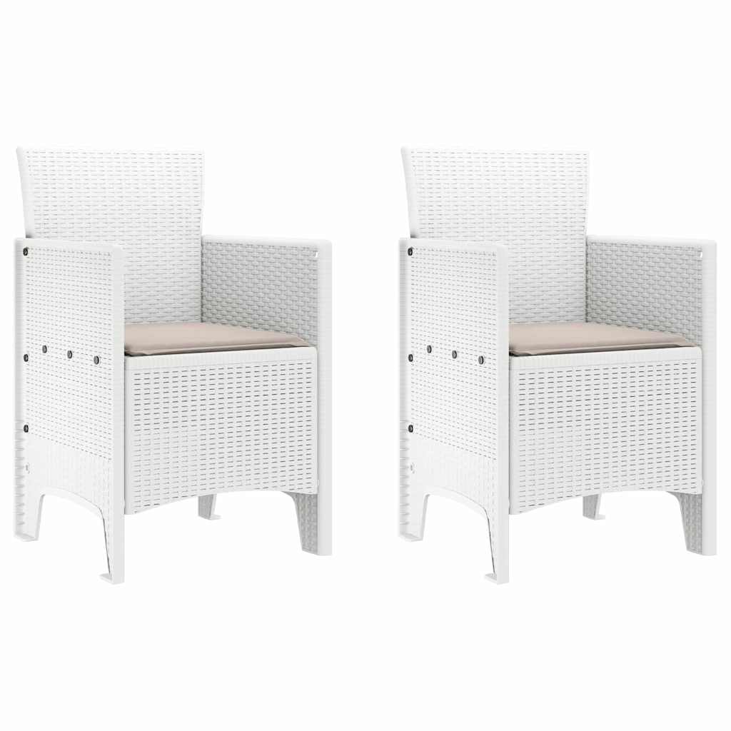 Hage Stol med pute 2 pcs Hvit 53 x 49 x 85 cm Polypropen