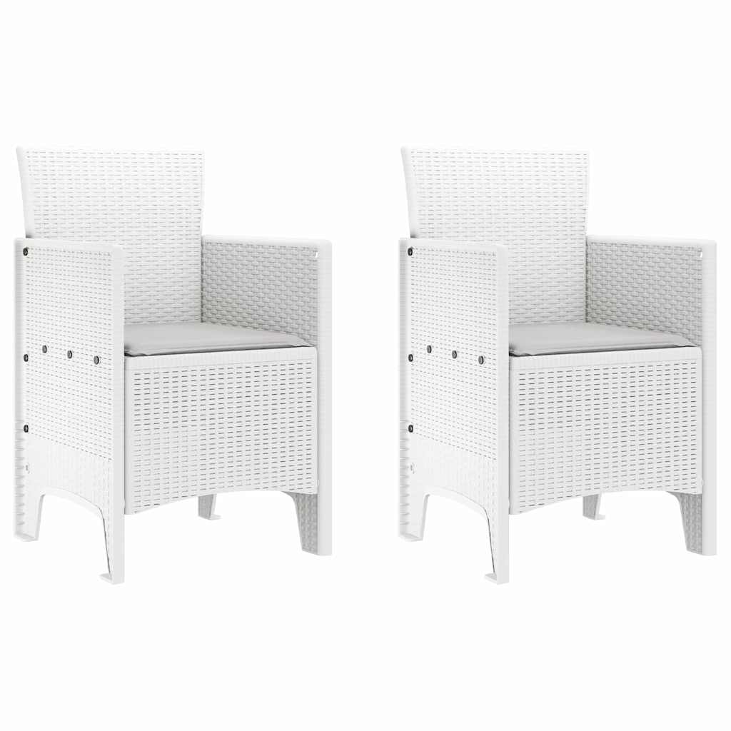 Hage Stol med pute 2 pcs Hvit 53 x 49 x 85 cm Polypropen