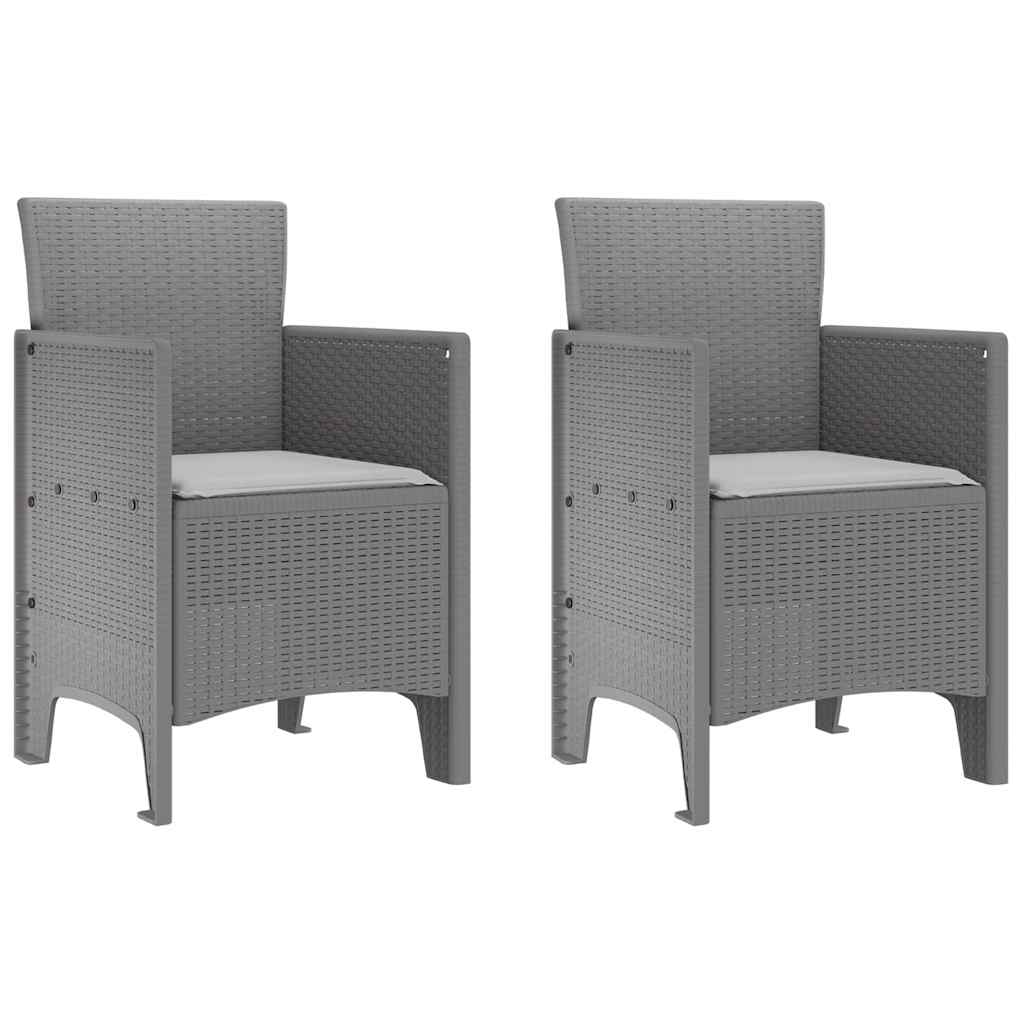 Hage Stol med pute 2 pcs Lysegrå 53 x 49 x 85 cm Polypropen