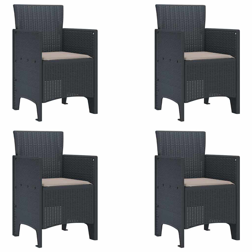 Hage Stol med pute 4 pcs Antrasitt 53 x 49 x 85 cm Polypropen