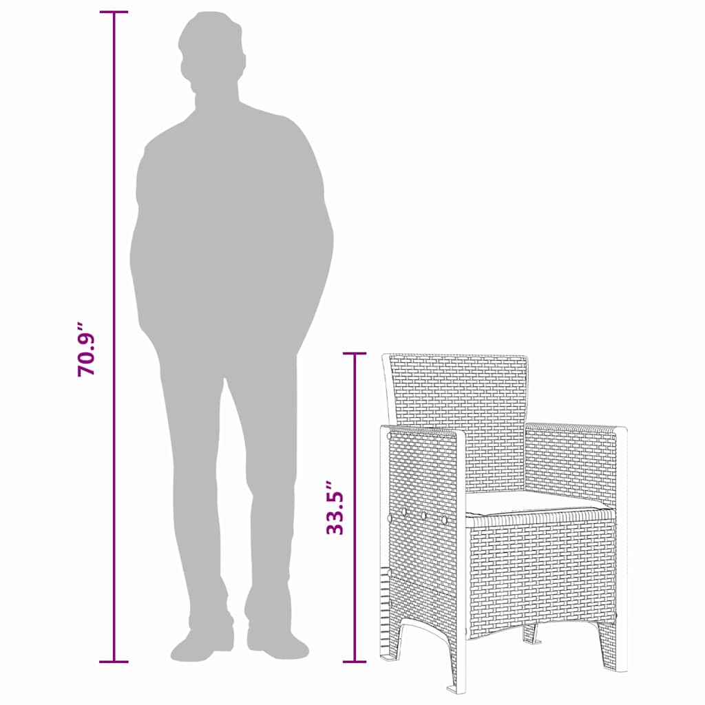 Hage Stol med pute 4 pcs Antrasitt 53 x 49 x 85 cm Polypropen