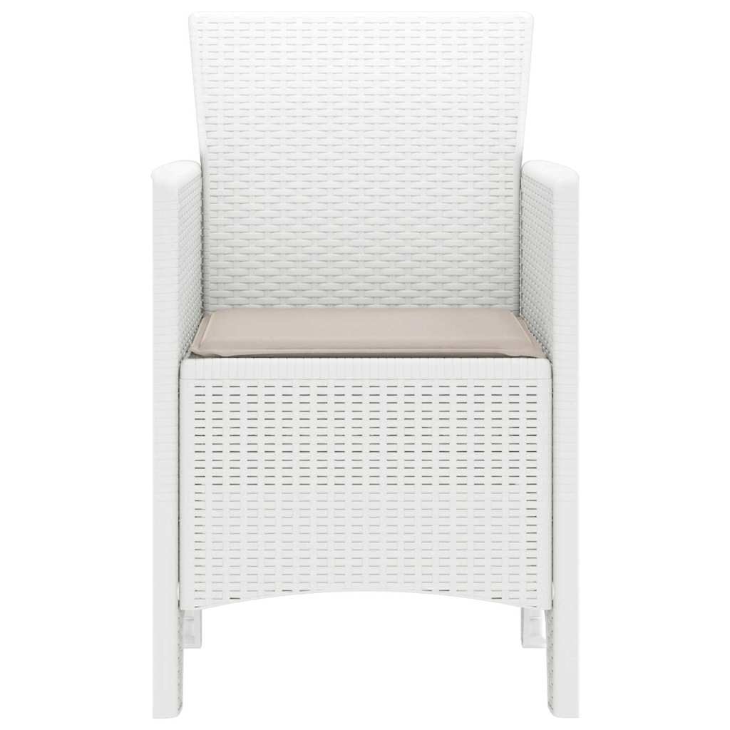 Hage Stol med pute 4 pcs Hvit 53 x 49 x 85 cm Polypropen