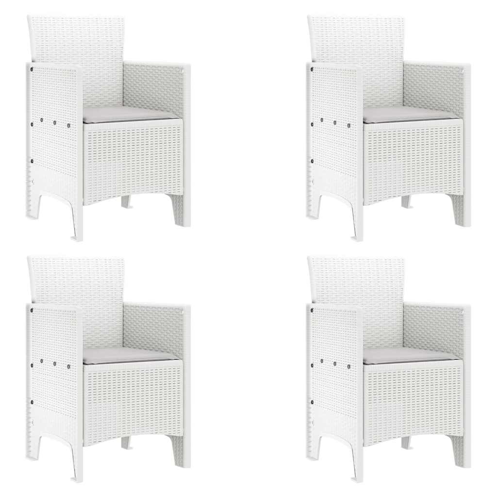 Hage Stol med pute 4 pcs Hvit 53 x 49 x 85 cm Polypropen