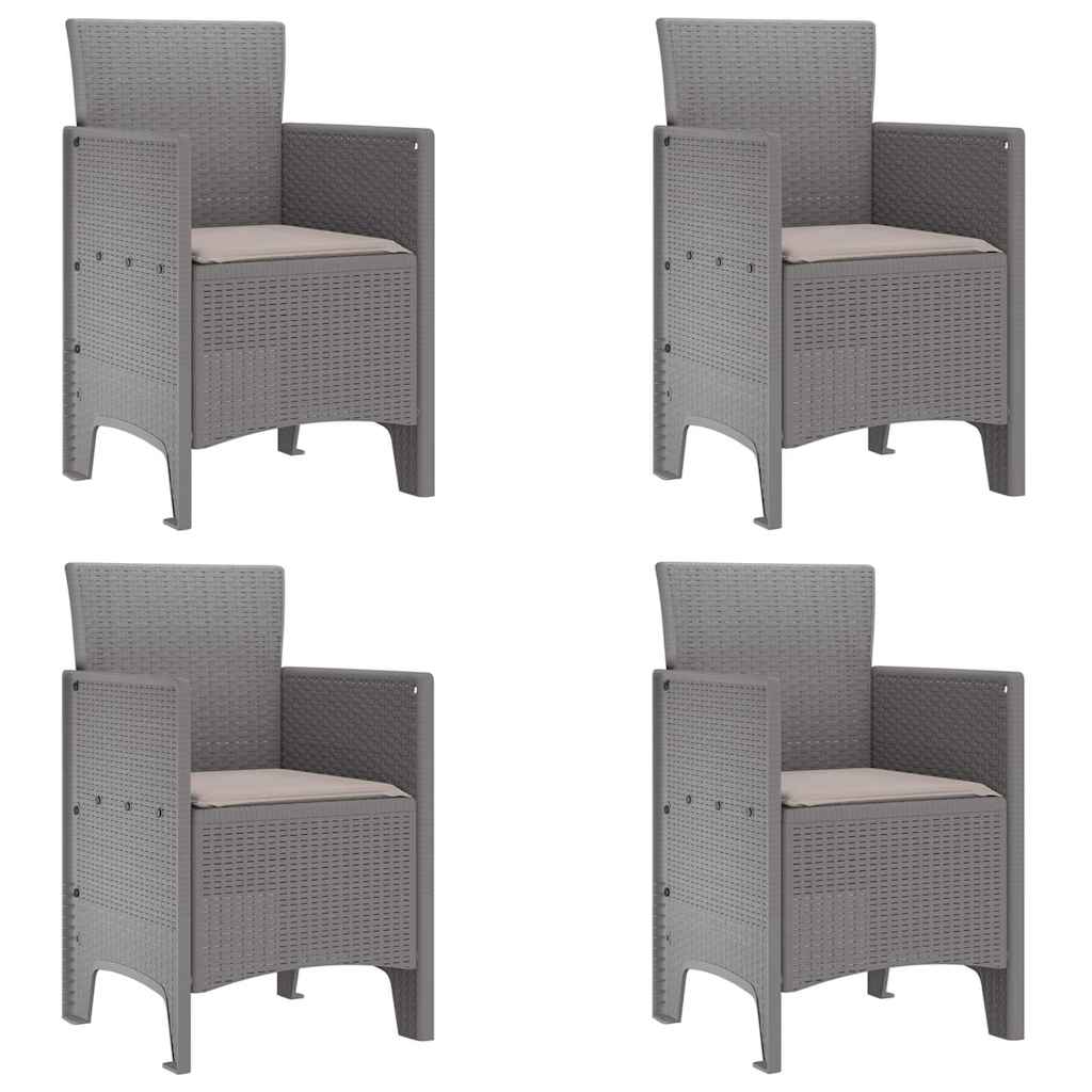Hage Stol med pute 4 pcs Lysegrå 53 x 49 x 85 cm Polypropen