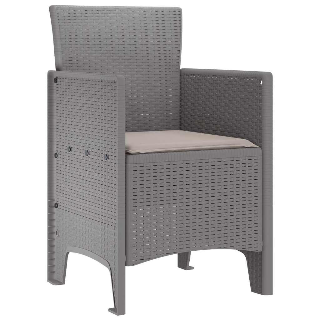 Hage Stol med pute 4 pcs Lysegrå 53 x 49 x 85 cm Polypropen
