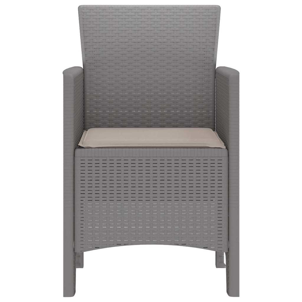Hage Stol med pute 4 pcs Lysegrå 53 x 49 x 85 cm Polypropen
