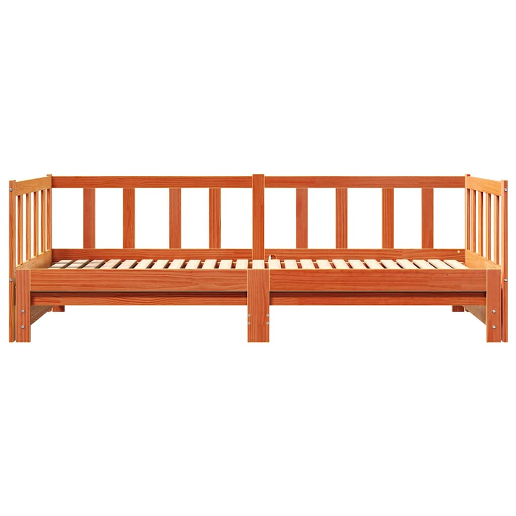 Uttrekkbar Dagbed Vokset Brun 203.5 x 164 x 66 cm Massiv furu