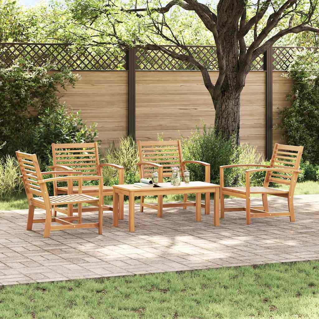 Hagesofa Set 5 pcs Naturlig Massivt Teaktre