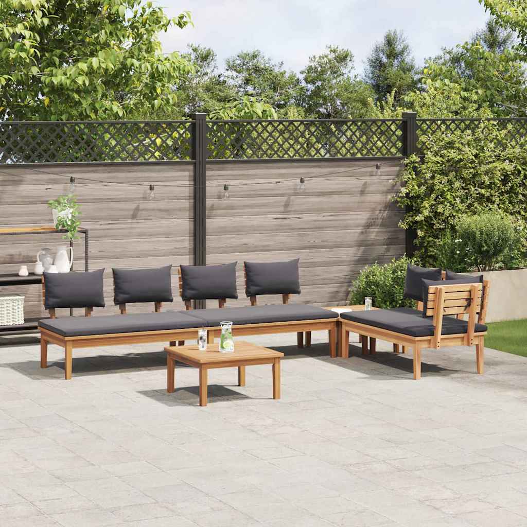 Hagesofa Set 5 pcs Brun og Grå