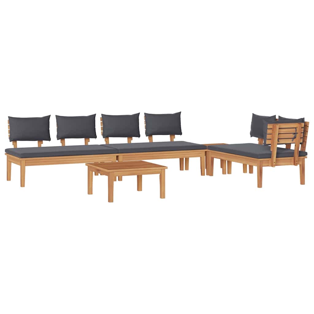 Hagesofa Set 5 pcs Brun og Grå