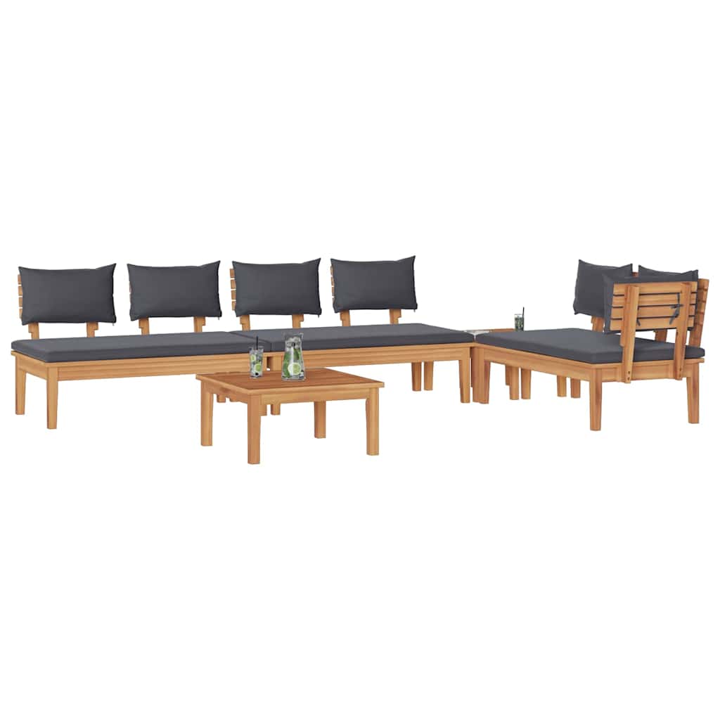 Hagesofa Set 5 pcs Brun og Grå