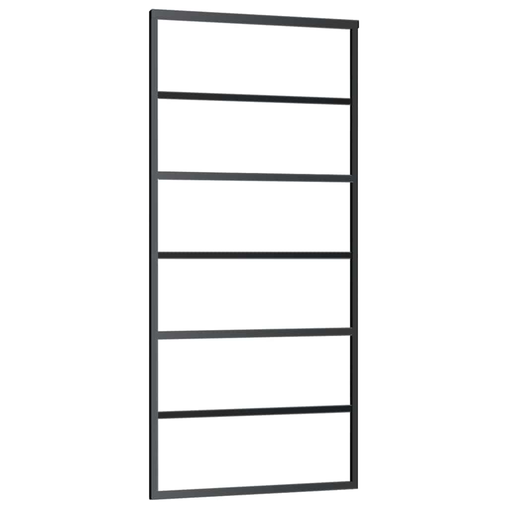 Skyvedør med monteringssett svart 90x205 cm ESG-glass vidaXL