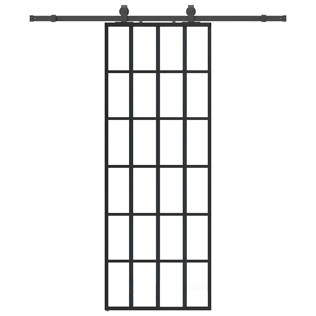 Skyvedør med monteringssett svart 76x205 cm ESG-glass vidaXL