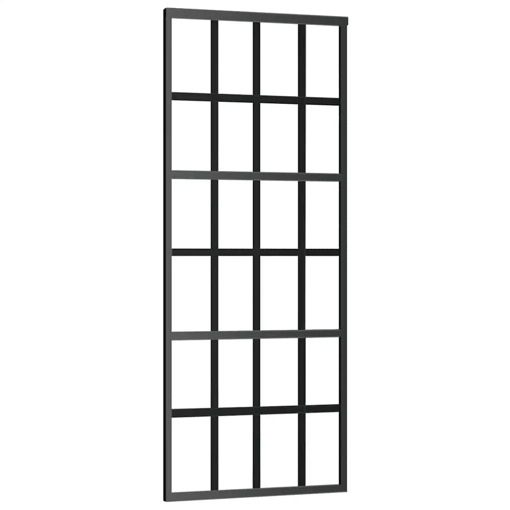 Skyvedør med monteringssett svart 76x205 cm ESG-glass vidaXL