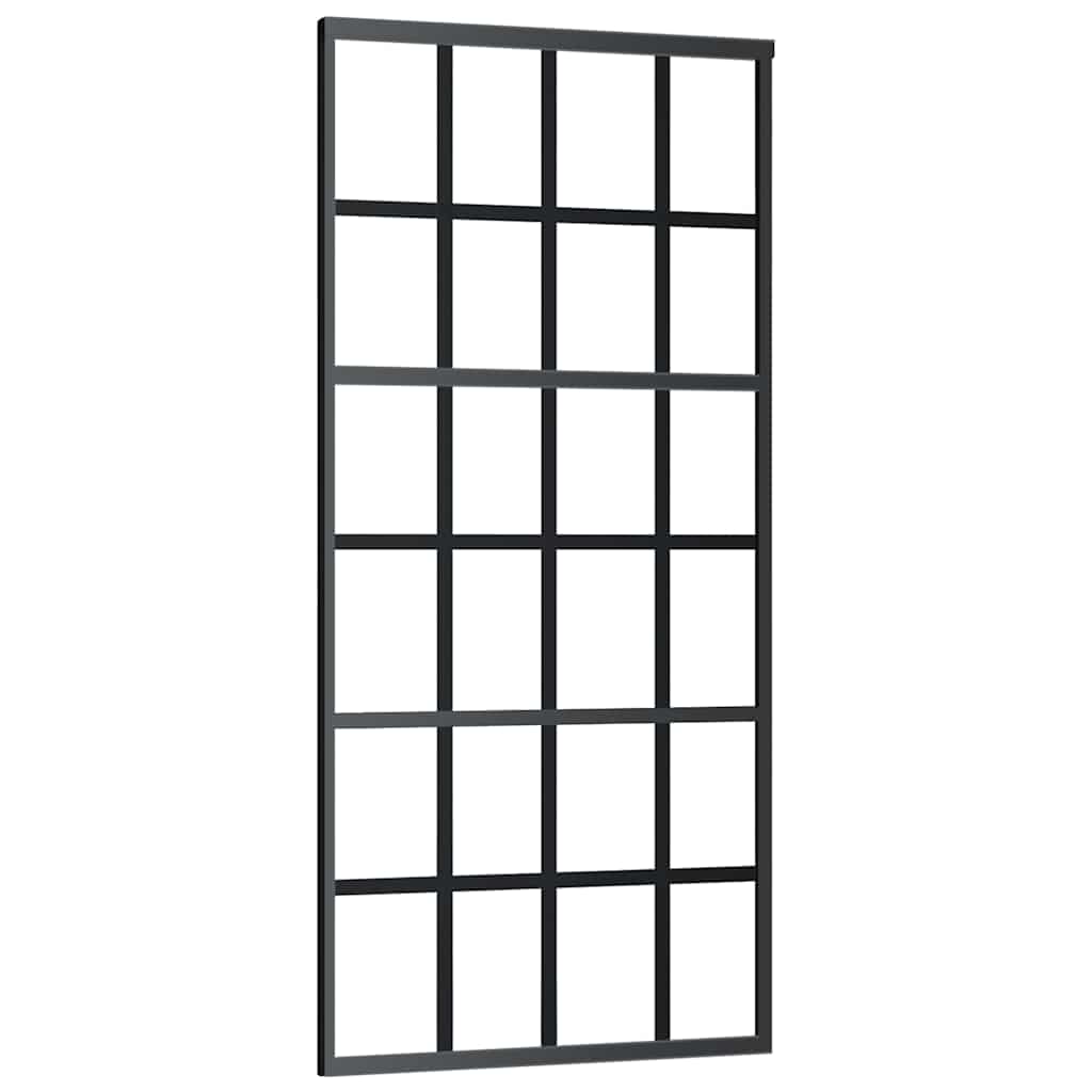 Skyvedør med monteringssett svart 90x205 cm ESG-glass vidaXL