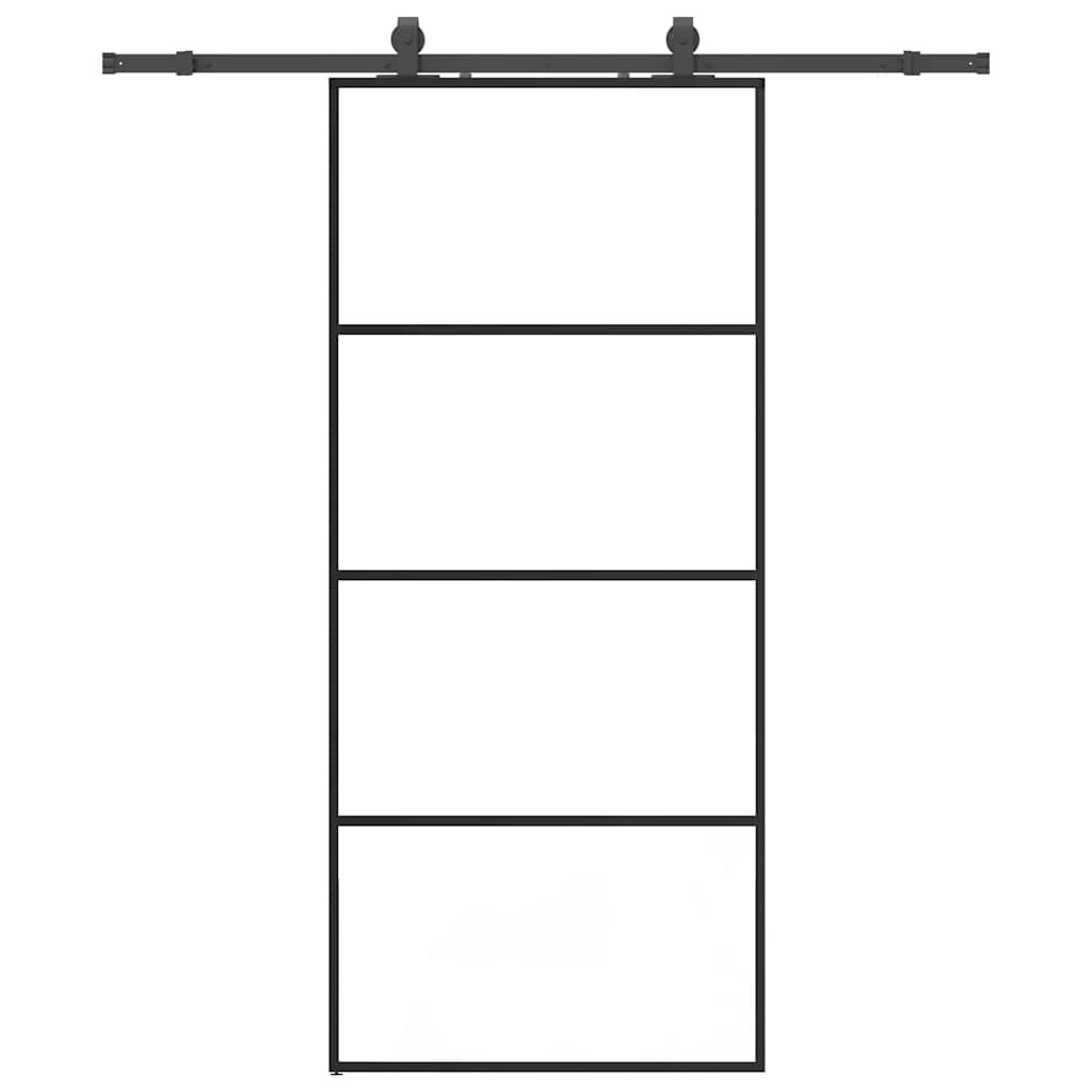 Skyvedør med monteringssett svart 90x205 cm ESG-glass vidaXL