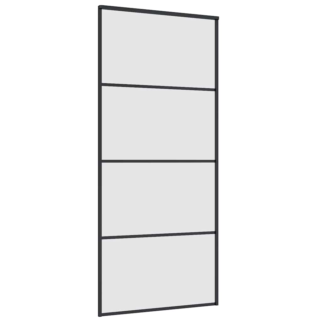 Skyvedør med monteringssett svart 90x205 cm ESG-glass vidaXL