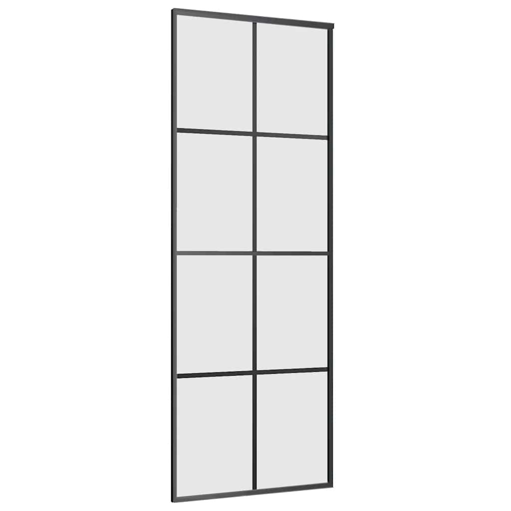 Skyvedør med monteringssett svart 76x205 cm ESG-glass vidaXL