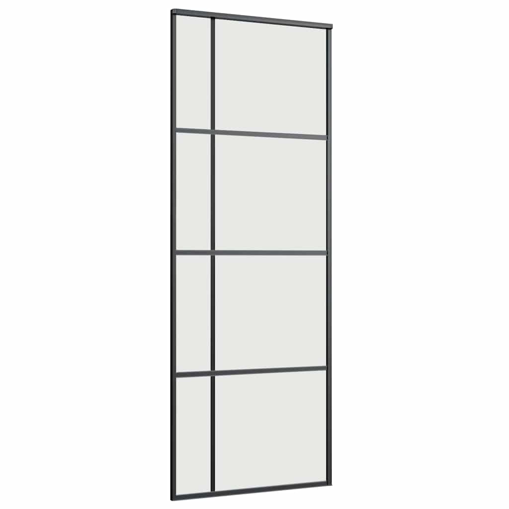 Skyvedør med monteringssett svart 76x205 cm ESG-glass vidaXL