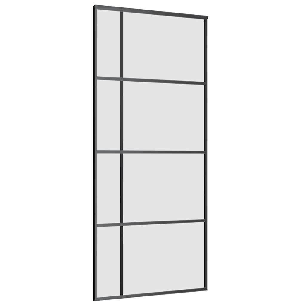 Skyvedør med monteringssett svart 90x205 cm ESG-glass