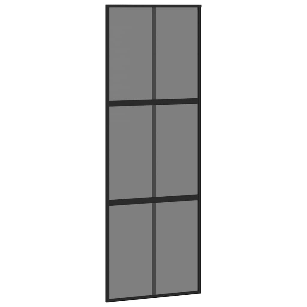 Skyvedør med monteringssett svart 76x205 cm herdet glass