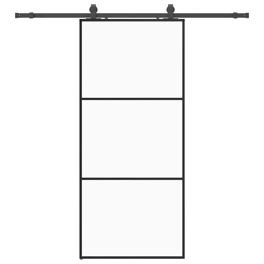 Skyvedør med monteringssett svart 90x205 cm ESG-glass vidaXL