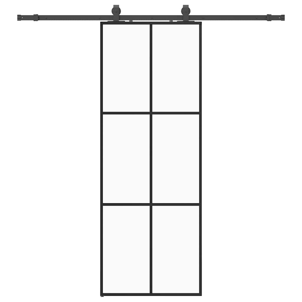 Skyvedør med monteringssett svart 76x205 cm ESG-glass vidaXL