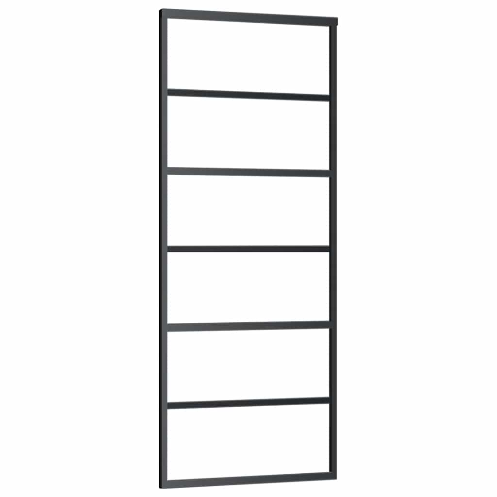 Skyvedør med monteringssett svart 76x205 cm ESG-glass vidaXL