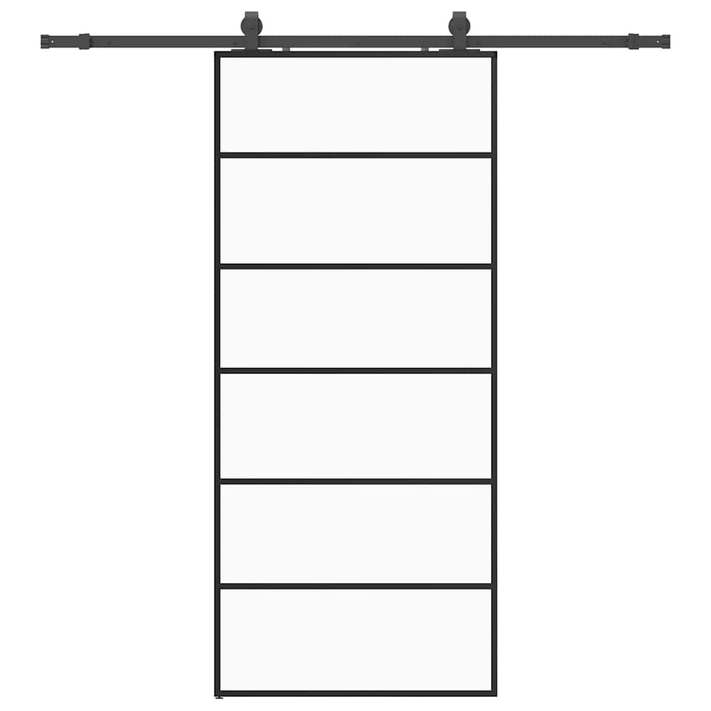 Skyvedør med monteringssett svart 90x205 cm ESG-glass vidaXL