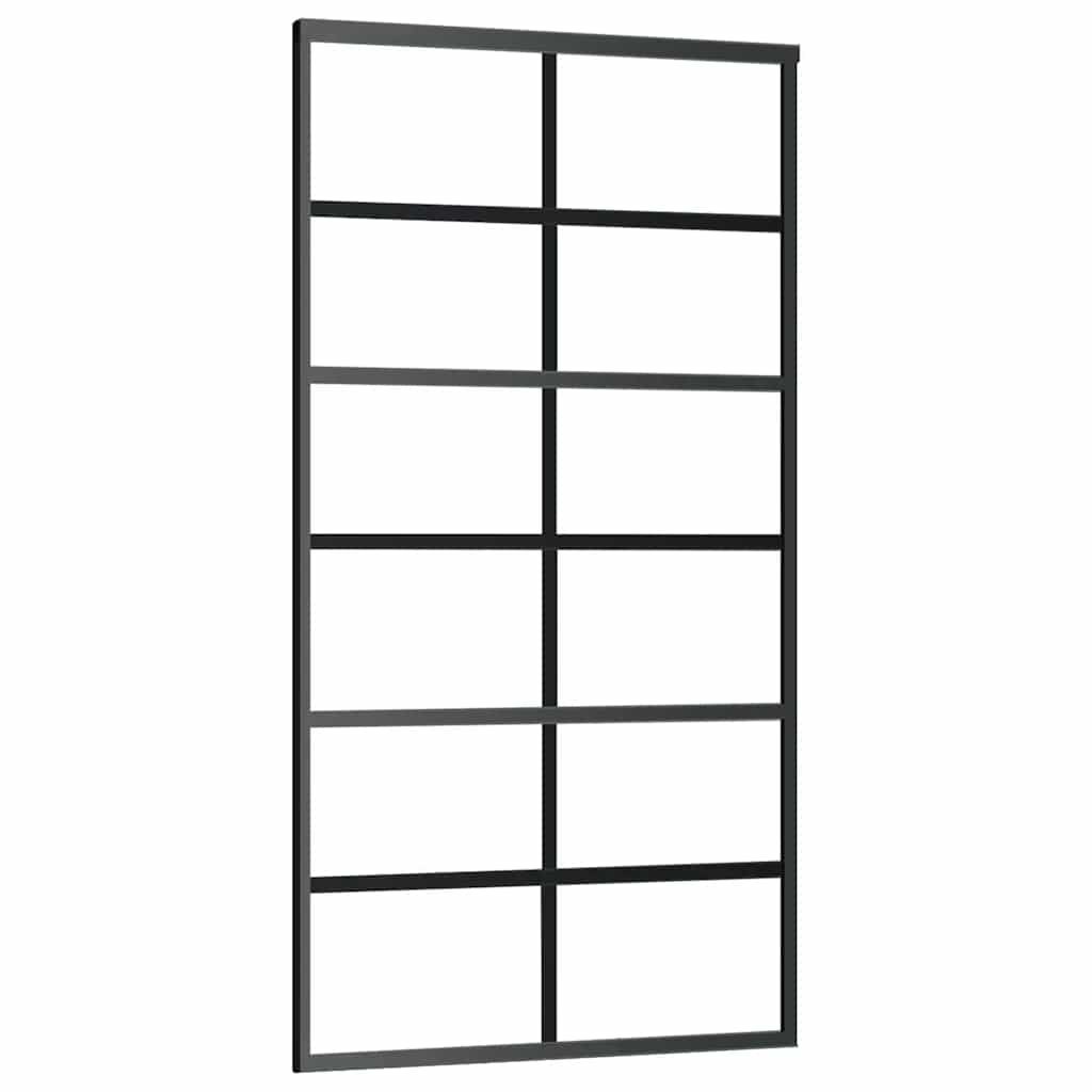 Skyvedør med monteringssett svart 102x205 cm ESG-glass vidaXL