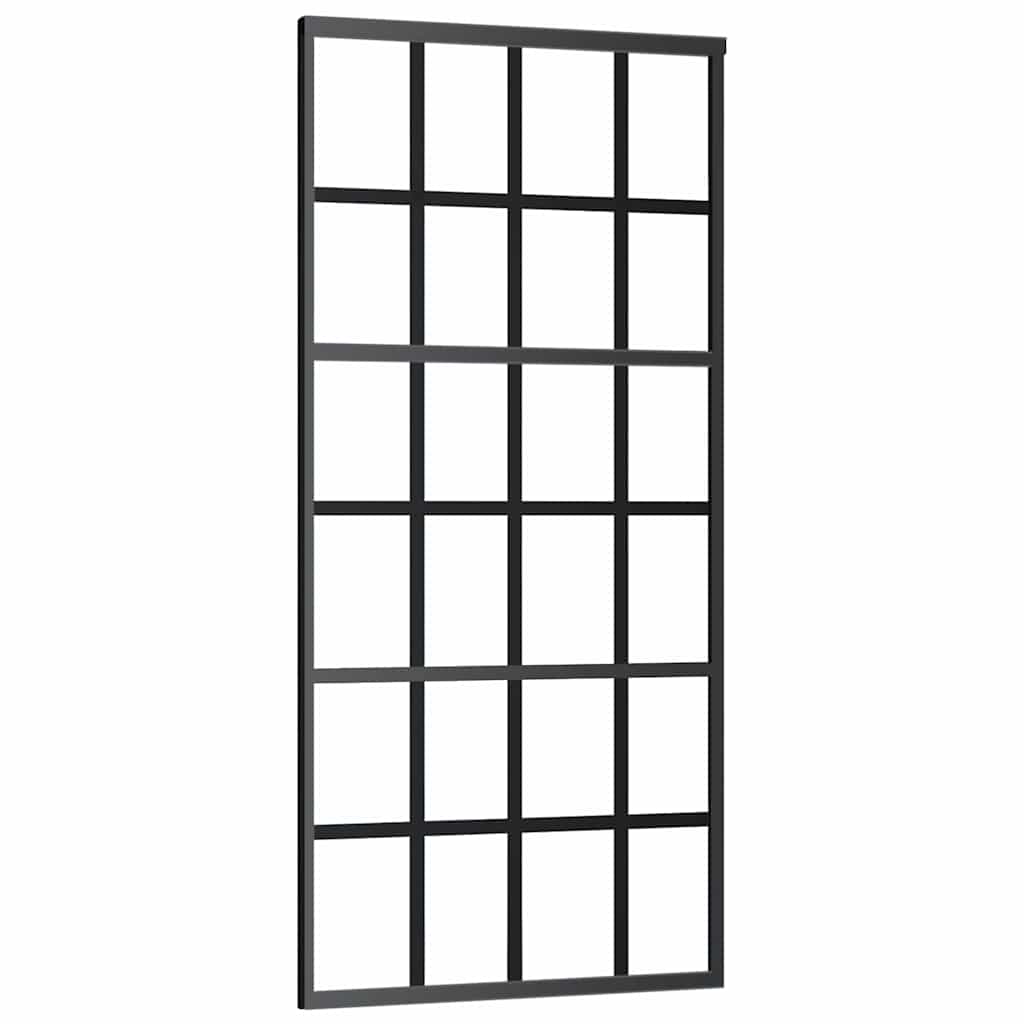 Skyvedør med monteringssett svart 90x205 cm ESG-glass vidaXL
