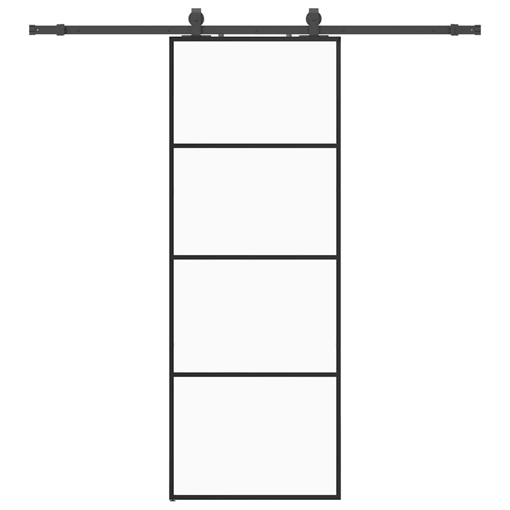 Skyvedør med monteringssett svart 76x205 cm ESG-glass vidaXL