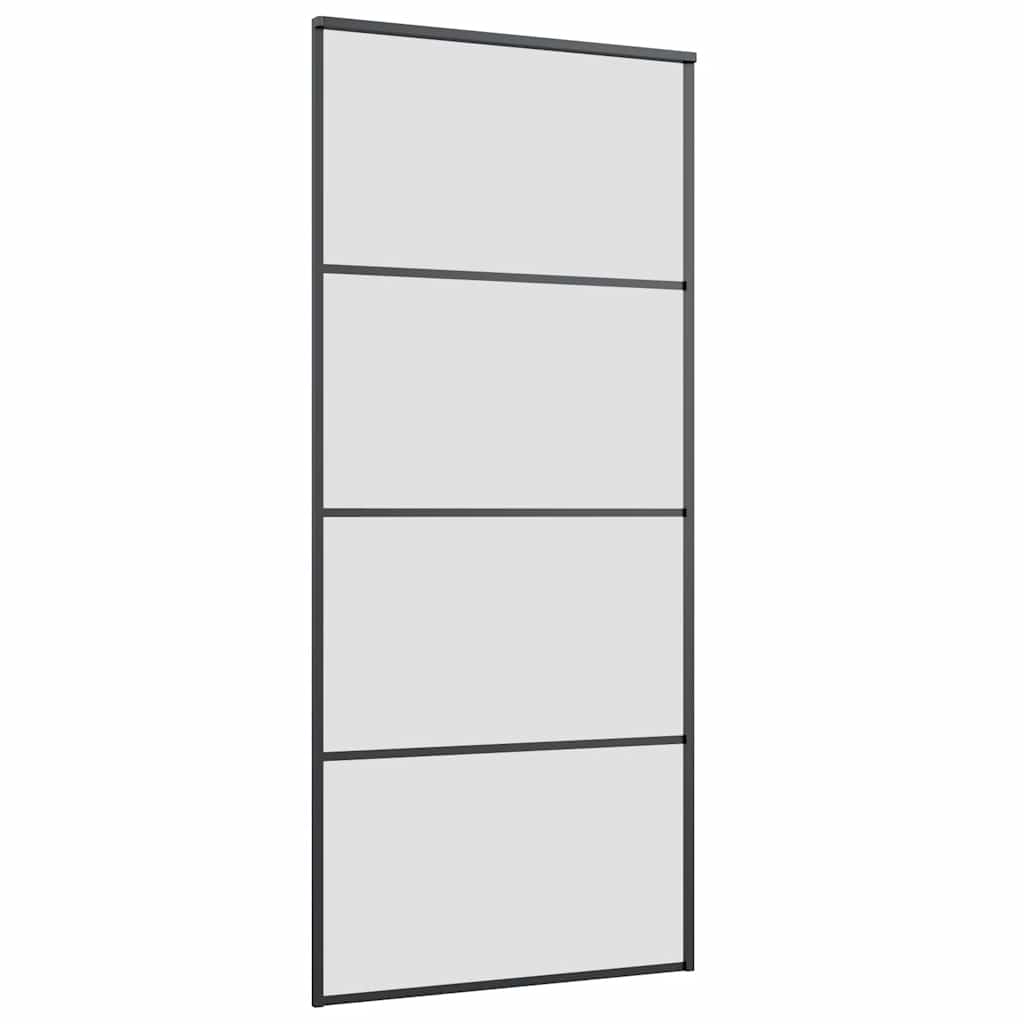Skyvedør med monteringssett svart 90x205 cm ESG-glass vidaXL