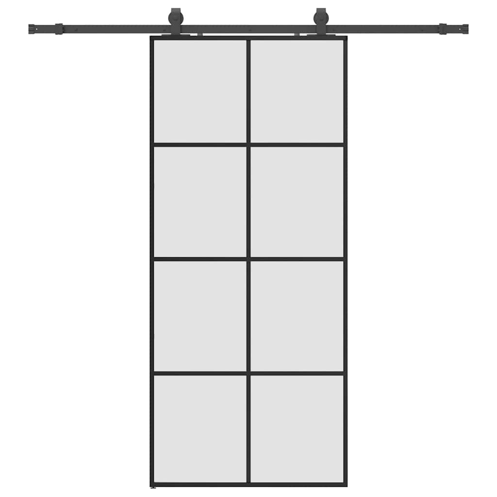 Skyvedør med monteringssett svart 90x205 cm ESG-glass vidaXL