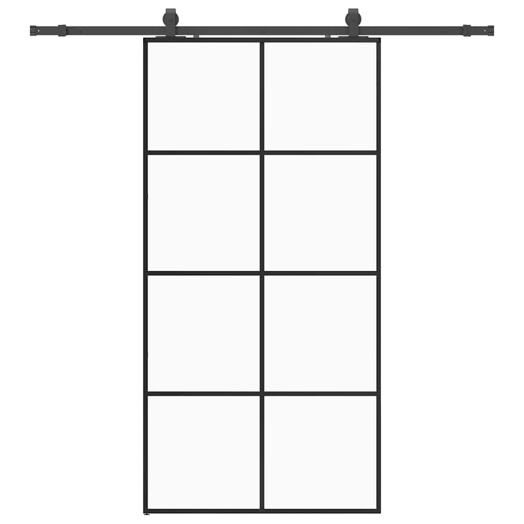 Skyvedør med monteringssett svart 102,5x205 cm ESG-glass vidaXL
