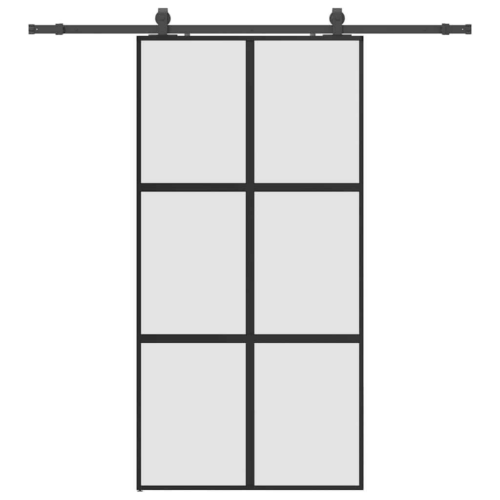 Skyvedør med monteringssett svart 102,5x205 cm herdet glass vidaXL