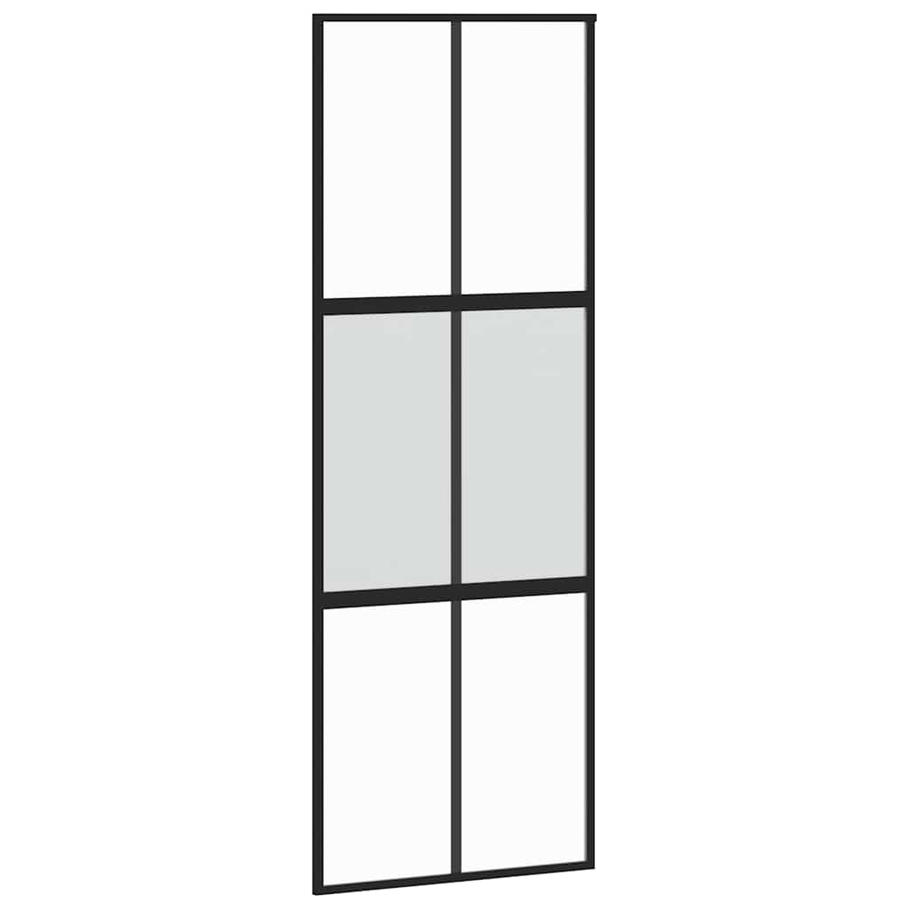 Skyvedør med monteringssett svart 76x205 cm herdet glass vidaXL