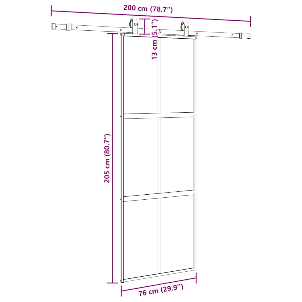 Skyvedør med monteringssett svart 76x205 cm herdet glass vidaXL