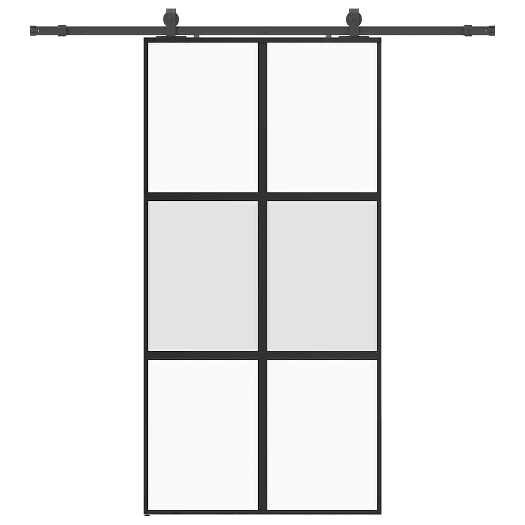Skyvedør med monteringssett svart 102,5x205 cm herdet glass vidaXL
