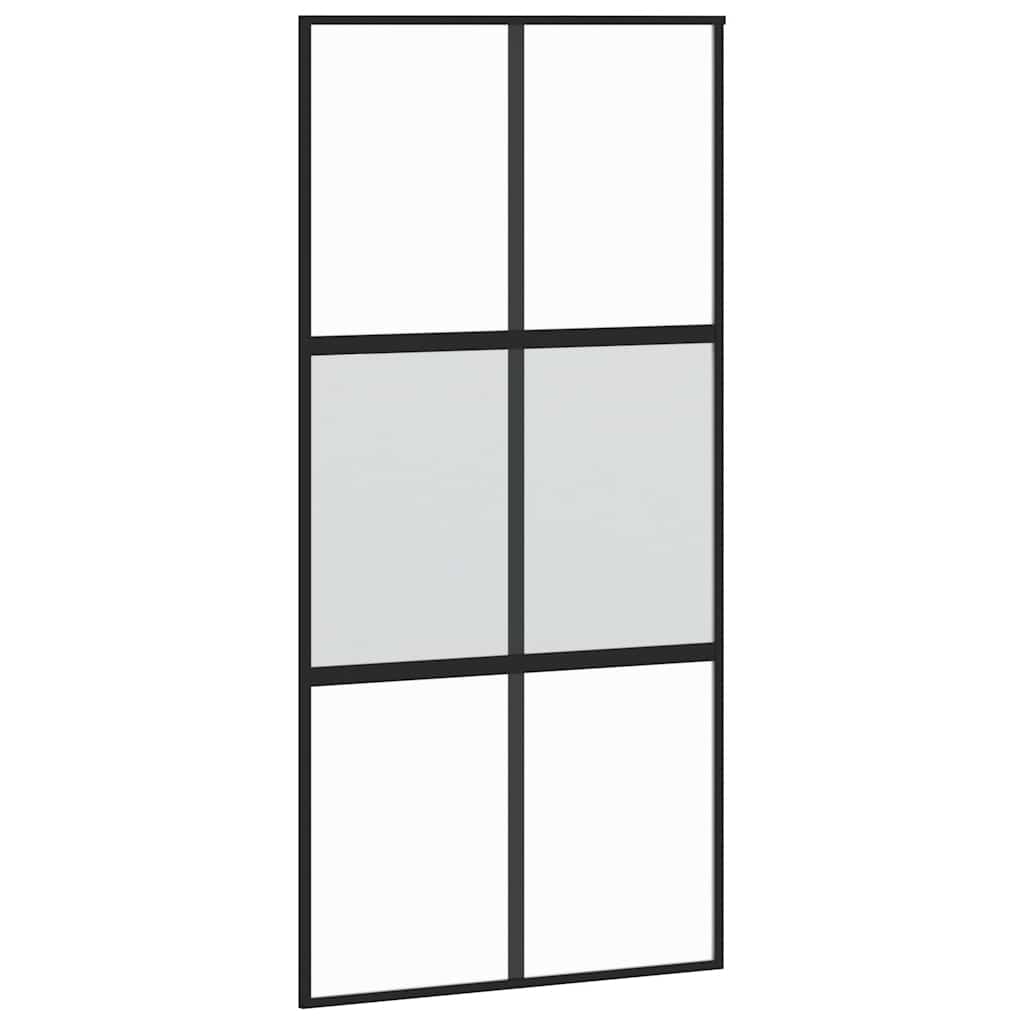 Skyvedør med monteringssett svart 102,5x205 cm herdet glass vidaXL
