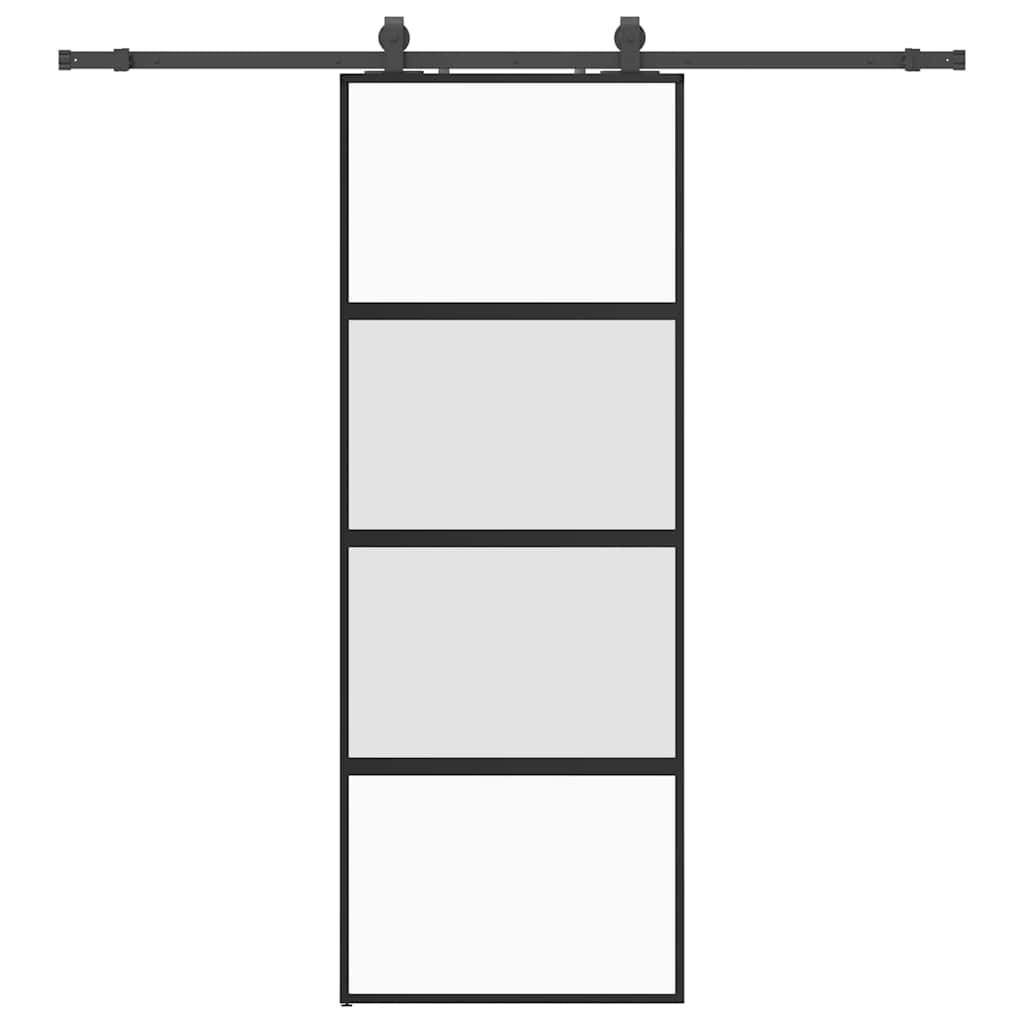 Skyvedør med monteringssett svart 76x205 cm herdet glass vidaXL