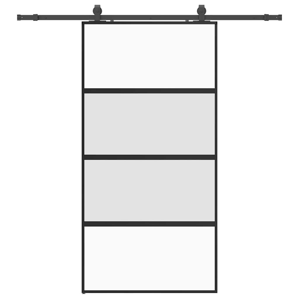 Skyvedør med monteringssett svart 102,5x205 cm herdet glass vidaXL