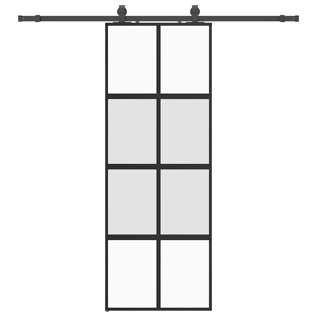 Skyvedør med monteringssett svart 76x205 cm herdet glass vidaXL