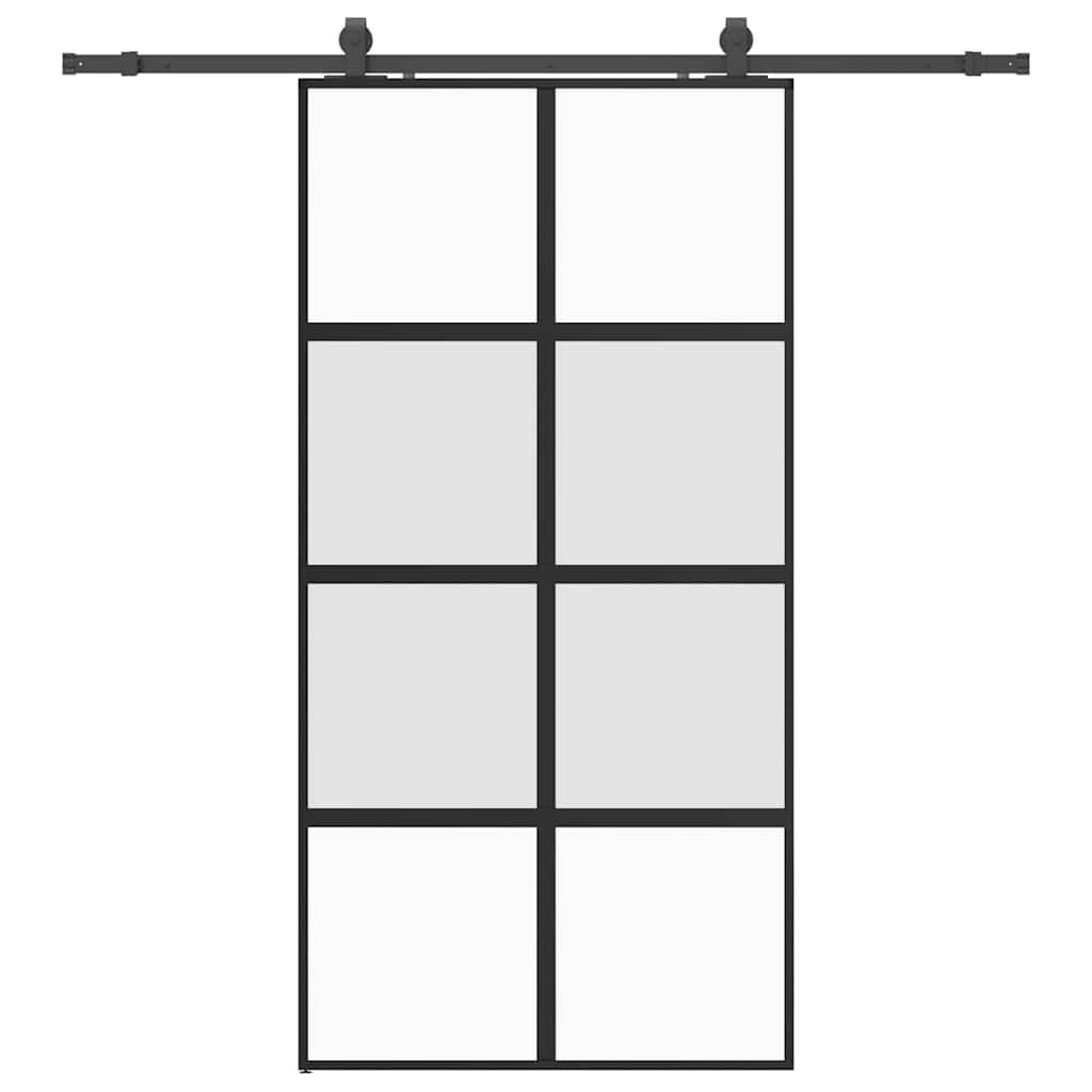 Skyvedør med monteringssett svart 102,5x205 cm herdet glass vidaXL