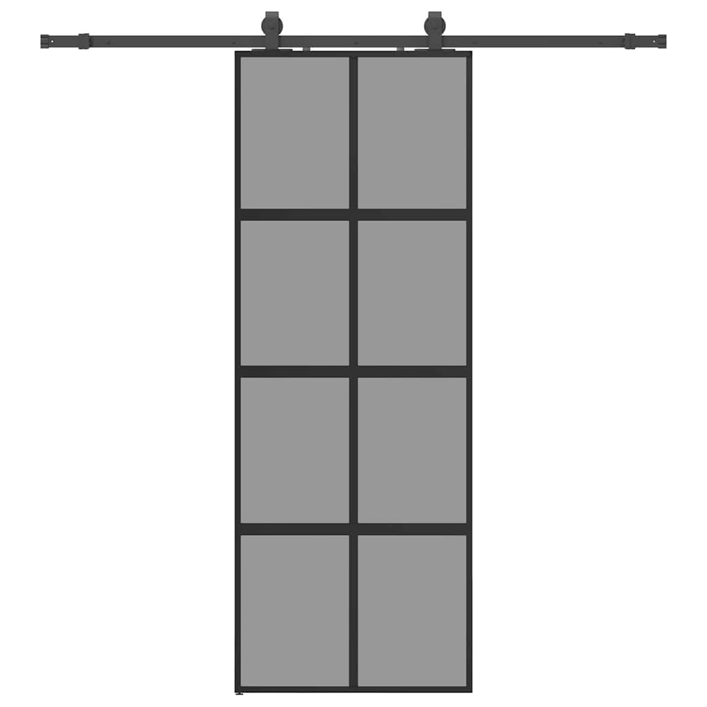Skyvedør med monteringssett svart 76x205 cm herdet glass