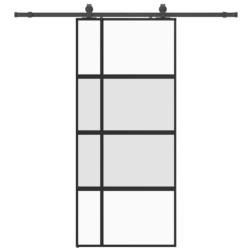 Skyvedør med monteringssett svart 90x205 cm herdet glass vidaXL