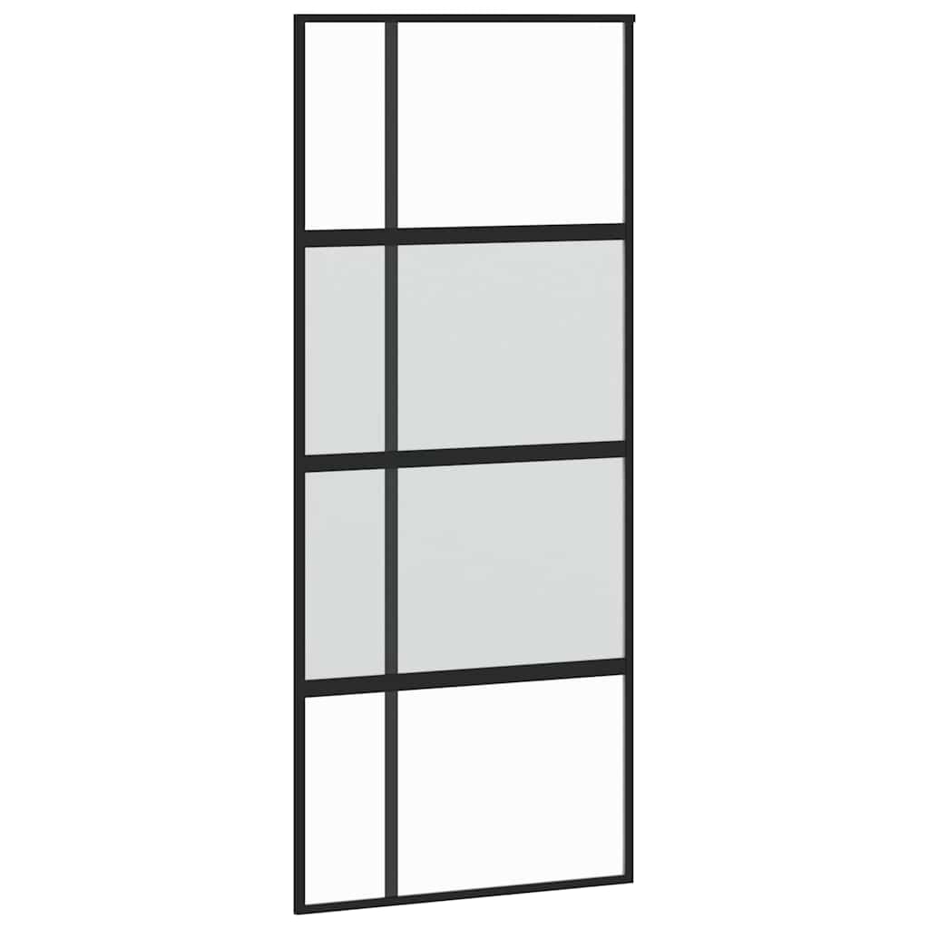 Skyvedør med monteringssett svart 90x205 cm herdet glass vidaXL